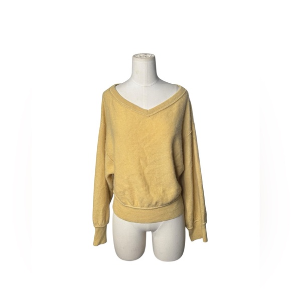 Free People Cashmere Pullover Sweater Love Like This Yellow Golden Eyes XS - Picture 5 of 9